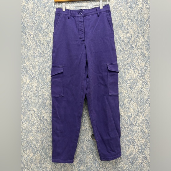 Aritzia Wilfred Free Modern Cargo Pant Purple High Rise Utility Button Fly Sz 6 - Picture 1 of 6